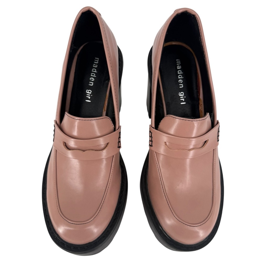 Madden Girl Kassidy Platform Penny Loafer Pink Block Heel Lug Sole Shoes Size‎ 7